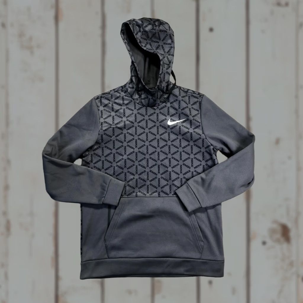 Nike Nike Therma-FIT Hoodie Sweatshirt Mens M Gray Allover Nike Logo Fleece Size US M / EU 48-50 / 2 - 1 Thumbnail