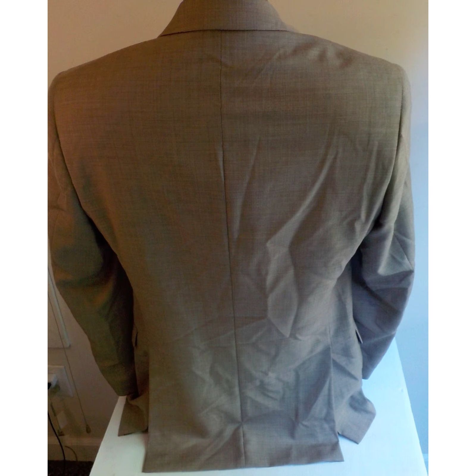 Tommy Hilfiger TOMMY HILFIGER Suit 2 Button Wool Flat Front Pants SZ 38L 33X30 Dark Beige Mens Size 38R - 5 Thumbnail