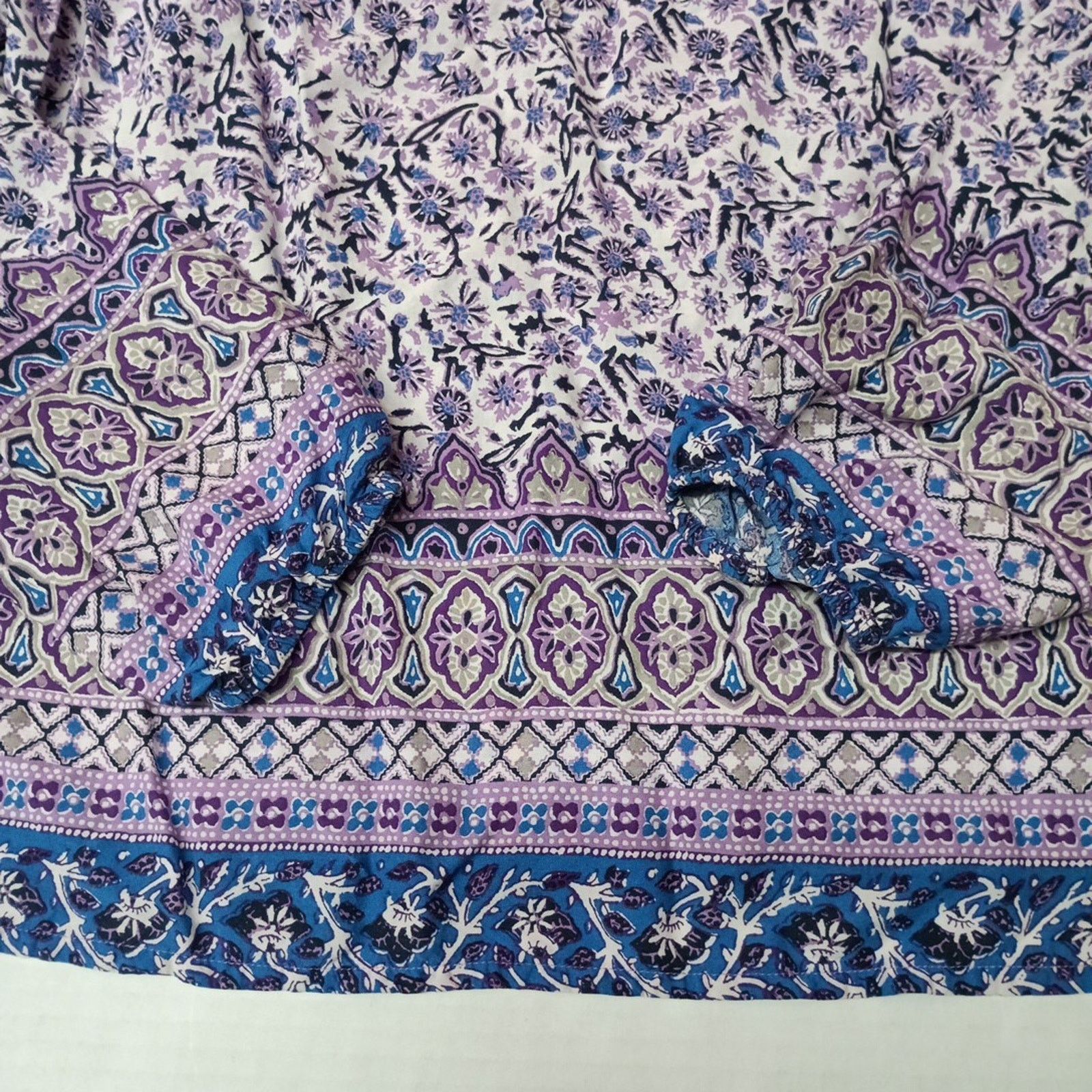 Lucky Brand Lucky Brand Border Purple Multi Floral Keyhole Neckline 2XL Size XXL / US 16-18 / IT 52-54 - 2 Thumbnail