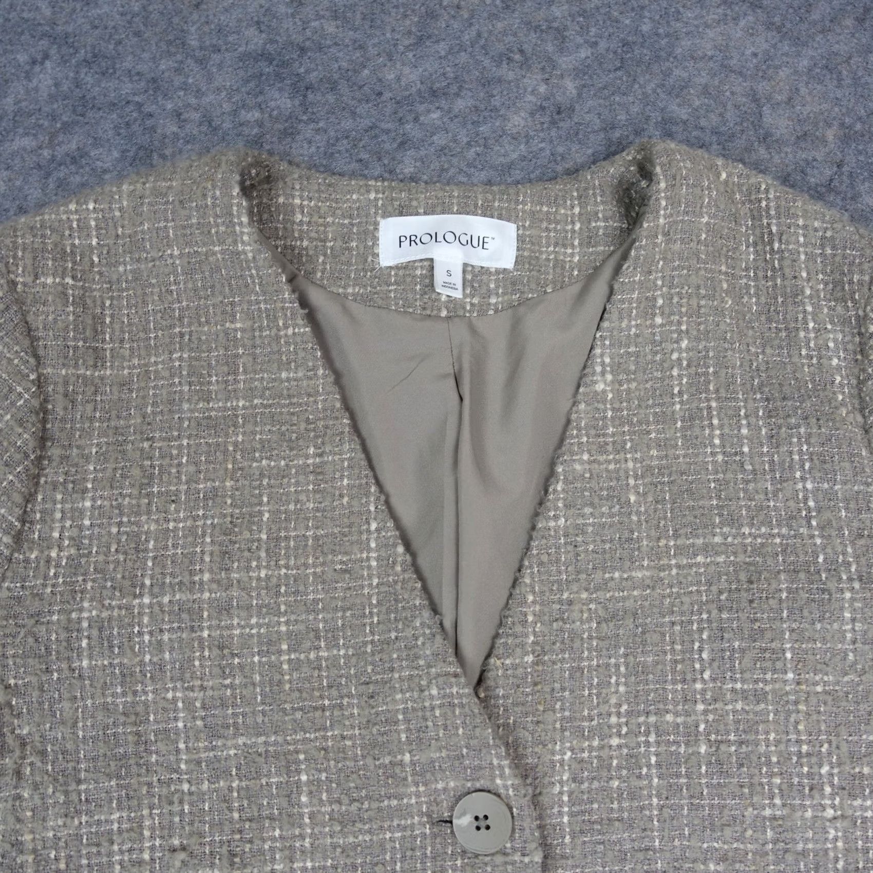 Vintage Prologue Coat Womens Small Beige Grey Overcoat 3 Button Long Trench Wool Tweed Coat S Ladies Womens Size S / US 4 / IT 40 - 2 Thumbnail