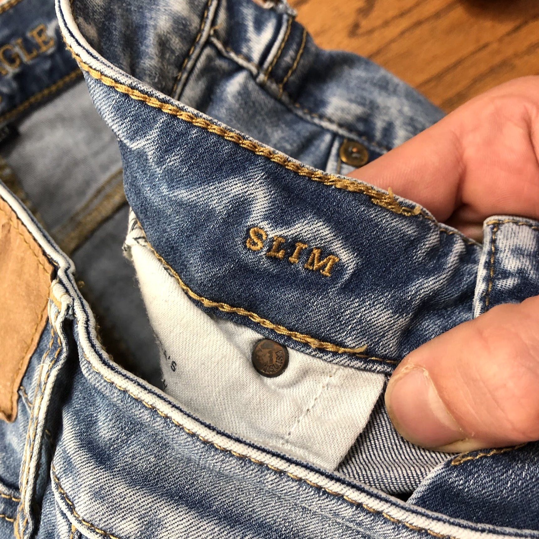 American Eagle Outfitters American Eagle Slim Flex Light Wash Distressed Jeans Mens 30x32 Frayed Hem Size US 30 / EU 46 - 7 Thumbnail
