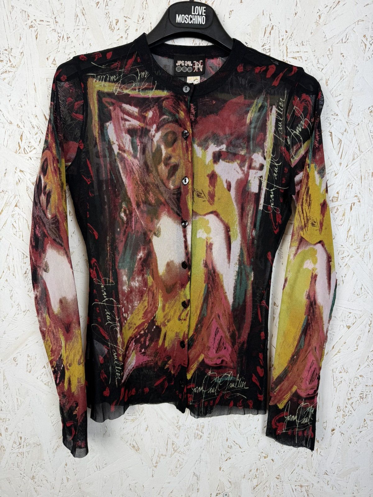 Jean Paul Gaultier 90s Vintage Jean Paul Gaultier Painted Woman Mesh Cardigan Size S / US 4 / IT 40 - 2 Thumbnail