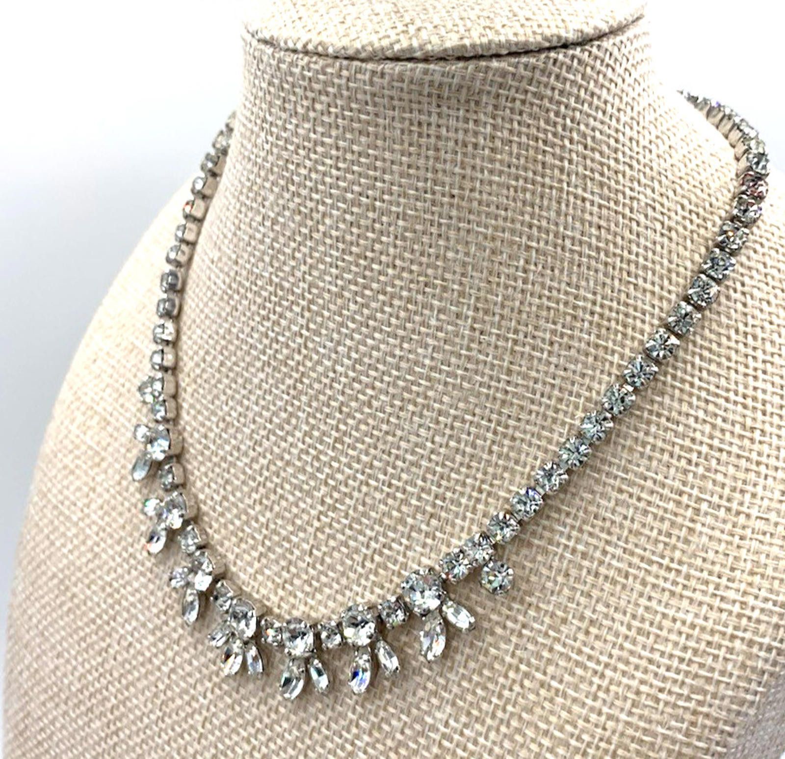 Other Sherman Clear Rhinestone Rhodium Plated Statement Necklace Size ONE SIZE - 5 Thumbnail