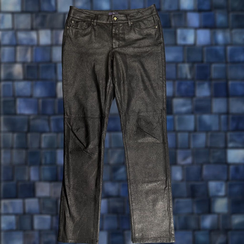 NYDJ NYDJ Pants Womens 6 Legging Skinny Black Faux Vegan Suede Stretch Zip Fly Pockets Pants Size 28" / US 6 / IT 42 - 1 Thumbnail