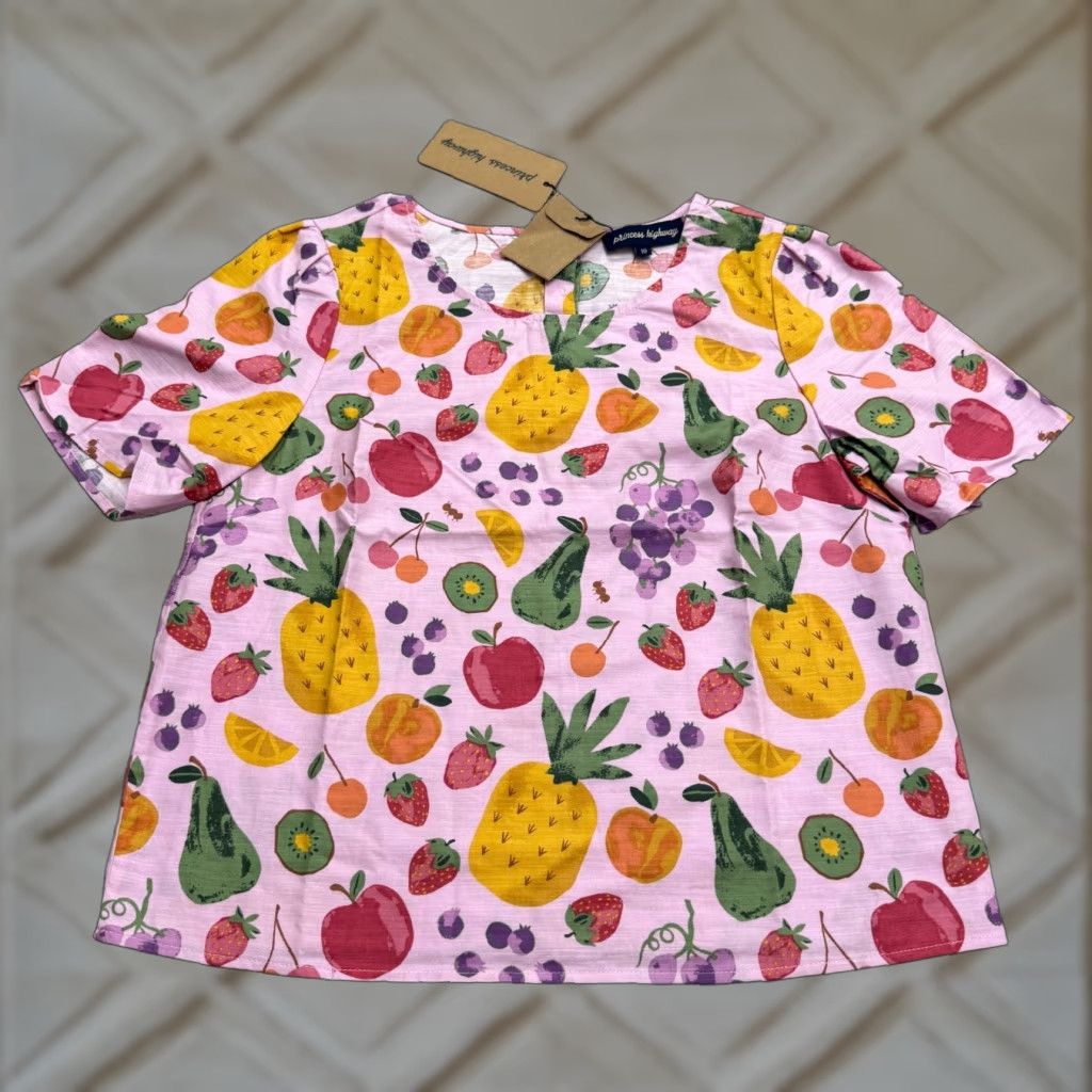 Vintage Princess Highway Pink Fruit Blouse Women's Size 6 Short Sleeve Casual Top NWT Bohemian Size M / US 6-8 / IT 42-44 - 1 Thumbnail