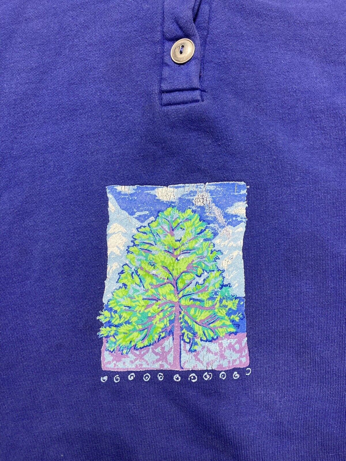 Vintage VTG 90s hoodie tree forest nature cotton button made USA XL Size US XL / EU 56 / 4 - 2 Thumbnail