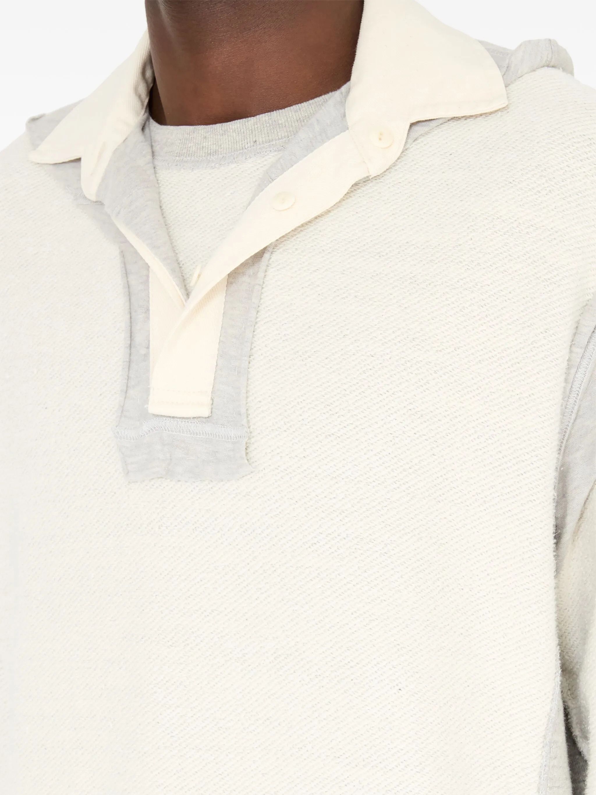 Maison Margiela oc11z0526 Textured-finish Polo Shirt in Beige/Gray Size US XL / EU 56 / 4 - 6 Thumbnail