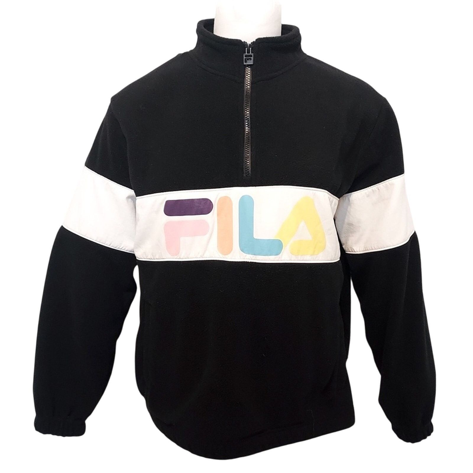 Fila FILA Retro 80's Black Neon White Fleece Quarter Ski Sweater Size XL / US 12-14 / IT 48-50 - 1 Thumbnail