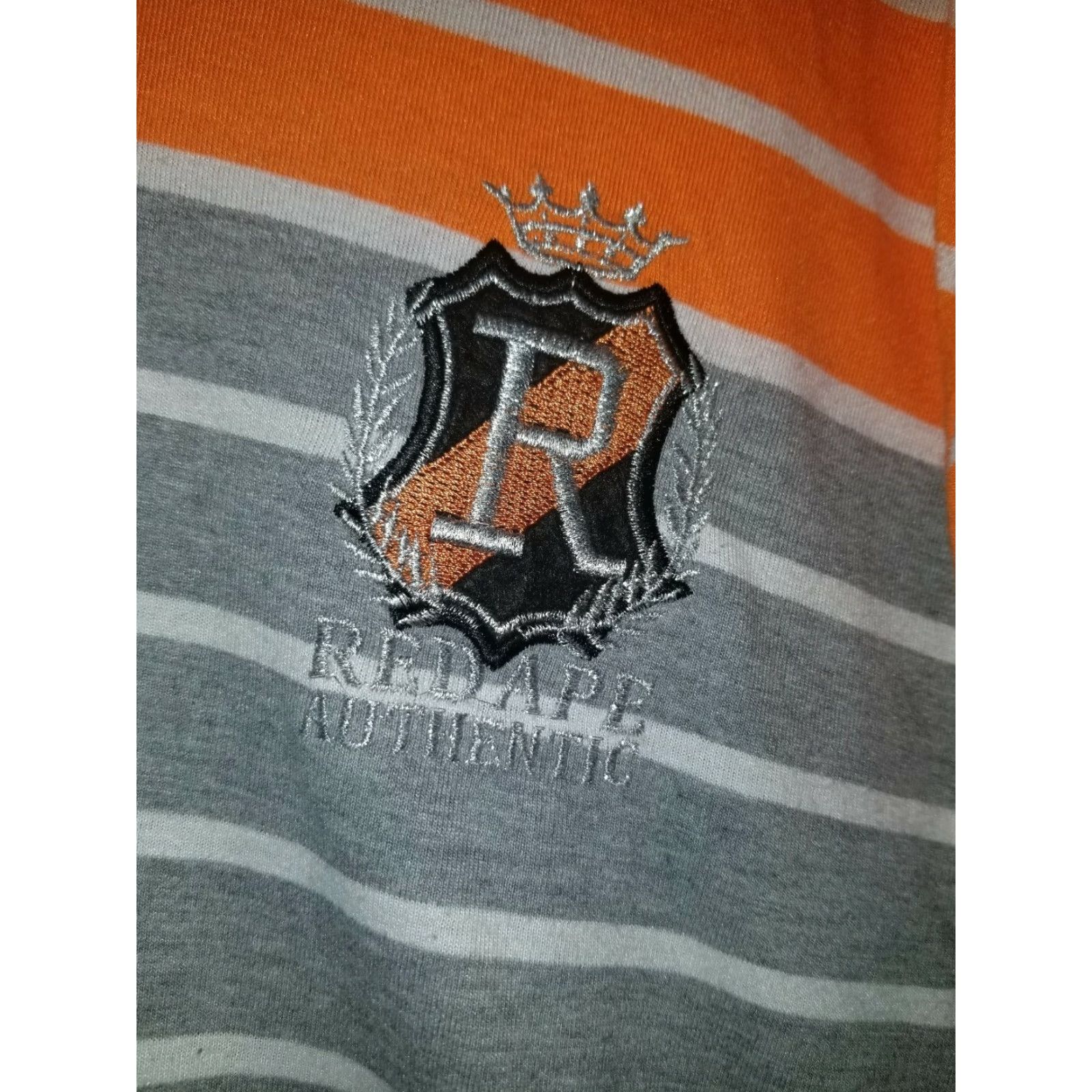 Vintage VINTAGE Red Ape T-Shirt STREET WEAR Striped Orange White Black Mens XL V-Neck Short Sleeve Cotton Size US XL / EU 56 / 4 - 2 Thumbnail
