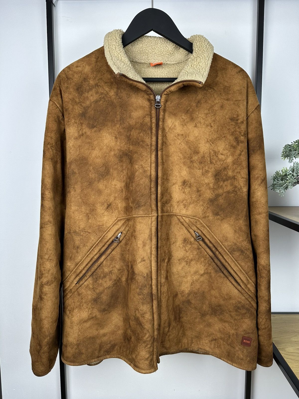 Hugo × Hugo Boss × Vintage HUGO BOSS Tan Faux Sheepskin Fleece Jacket B3 Style Coat Men Size US XXL / EU 58 / 5 - 3 Thumbnail