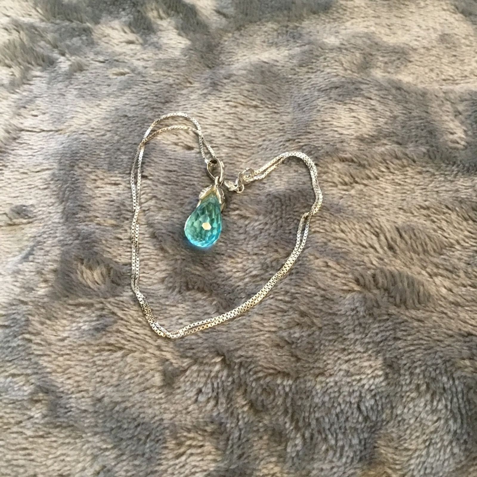 Other Sterling Silver Blue Pear Drop Crystal Necklace Size ONE SIZE - 4 Thumbnail