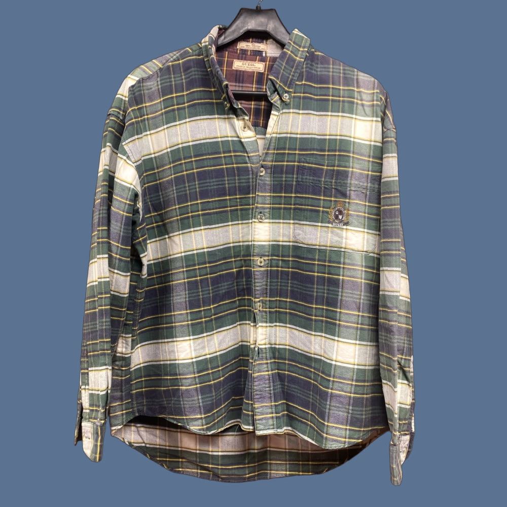 Guess VINTAGE Guess Button-Down Shirt XL Men Green Plaid 90s USA Mens Size US XL / EU 56 / 4 - 1 Thumbnail