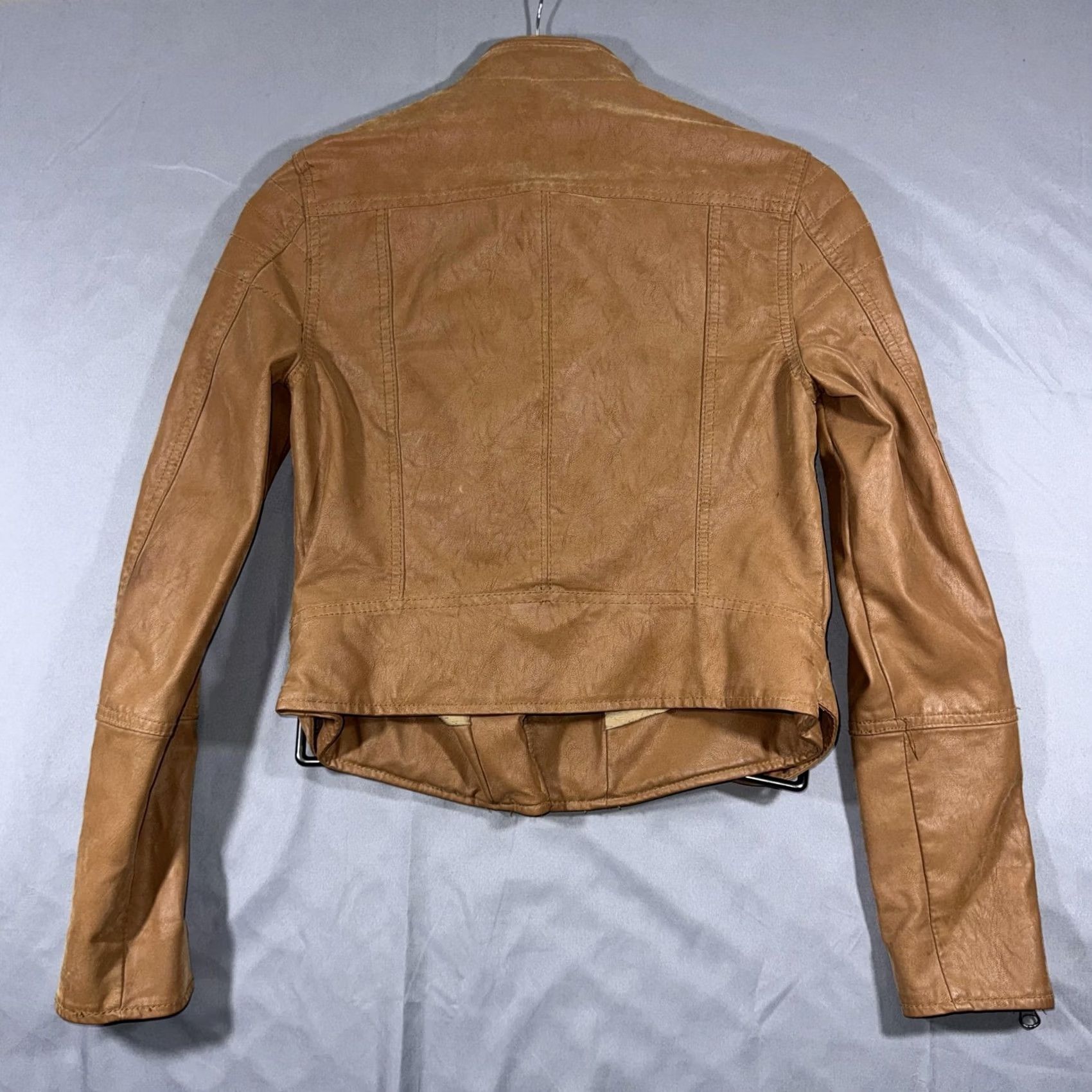 Free People VINTAGE Free People Jacket Womens XS Brown Faux Leather Moto Zip Buckle We The Free Size XS / US 0-2 / IT 36-38 - 2 Thumbnail