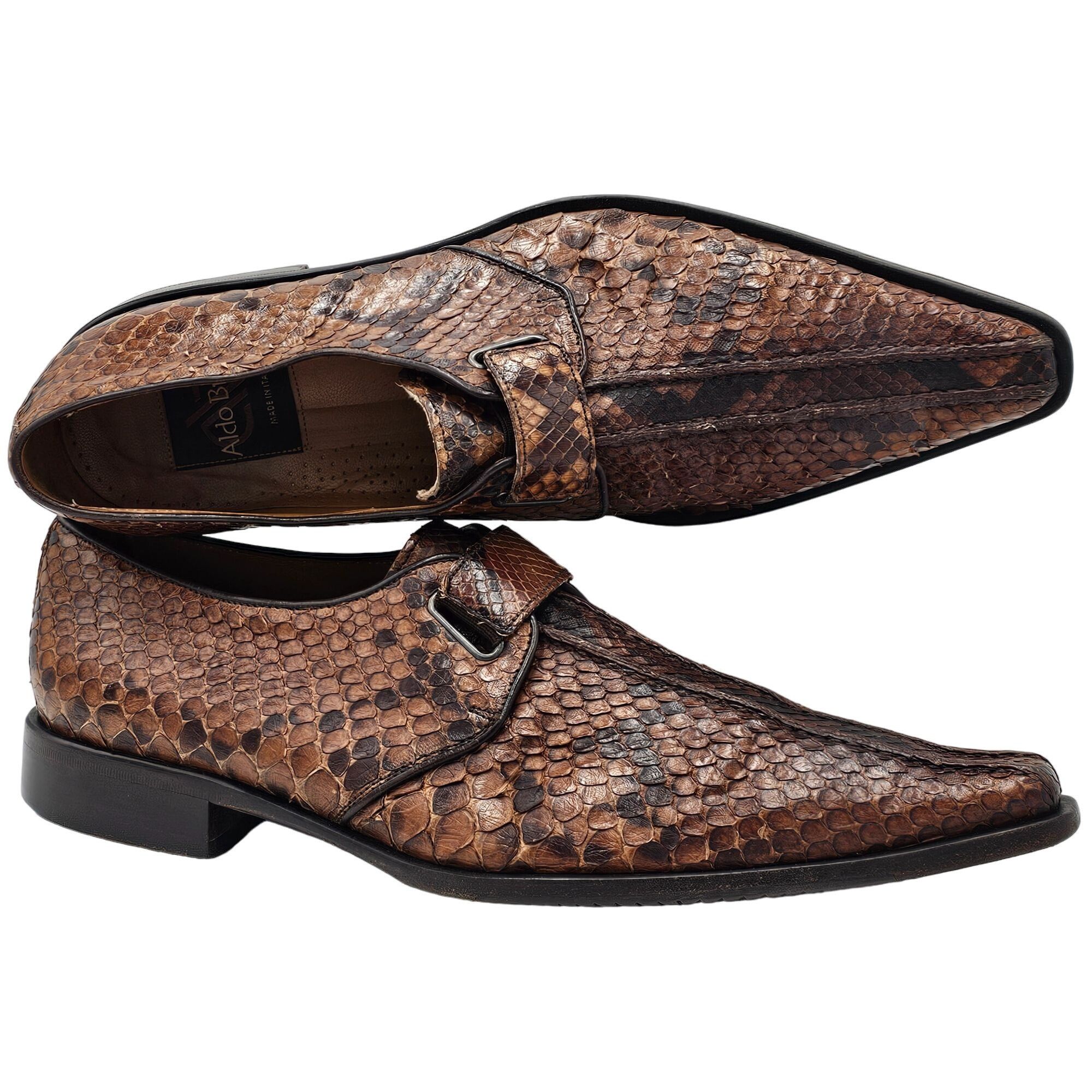 Aldo Brue Exotic Python Snake skin Aldo Brue Italy Mens size 8.5 Brown Size US 8.5 / EU 41-42 - 5 Thumbnail