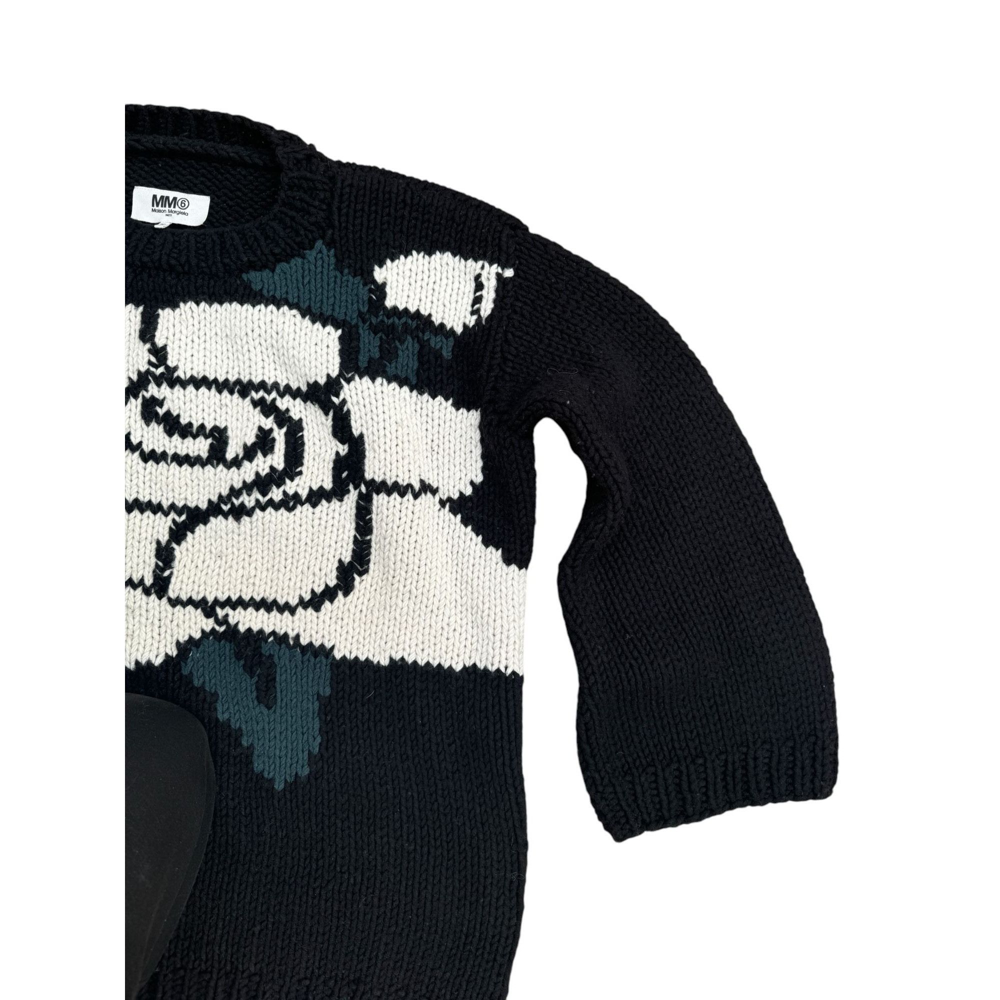 Maison Margiela FW 2017 Oversized Black Floral Heavy Knit Size M / US 6-8 / IT 42-44 - 2 Thumbnail