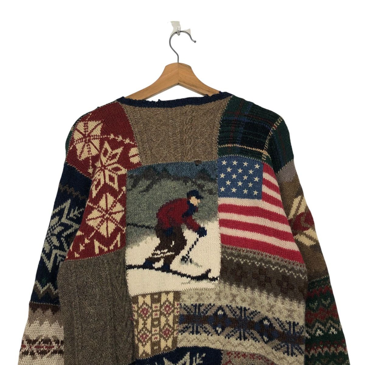🔥VINTAGE POLO RALPH LAUREN SKI WOOL LINEN HAND KNIT SWEATER