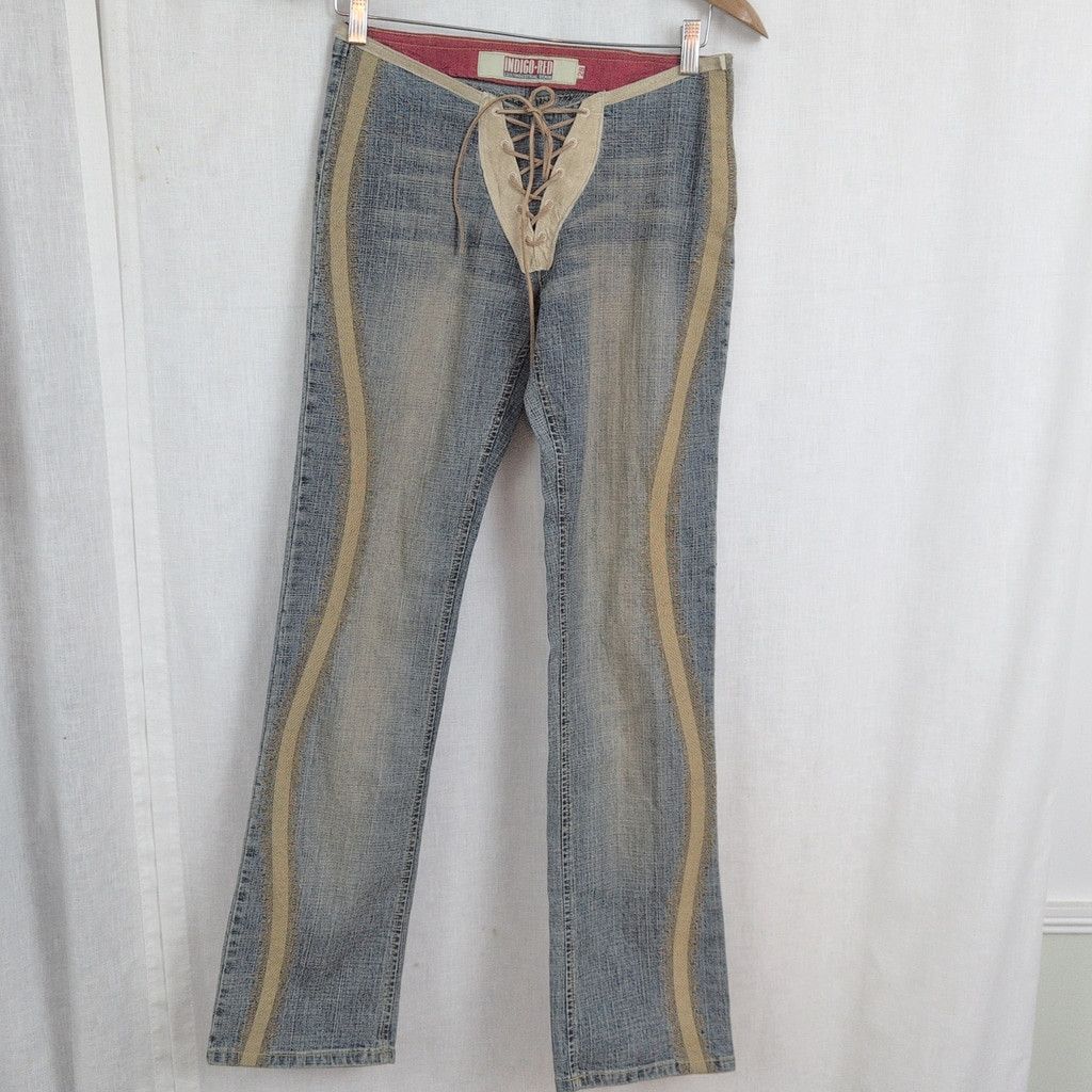 Other Vintage Indigo-Red Front Tie Side Zip Stitched Jeans 28 Size 28" / US 6 / IT 42 - 1 Thumbnail