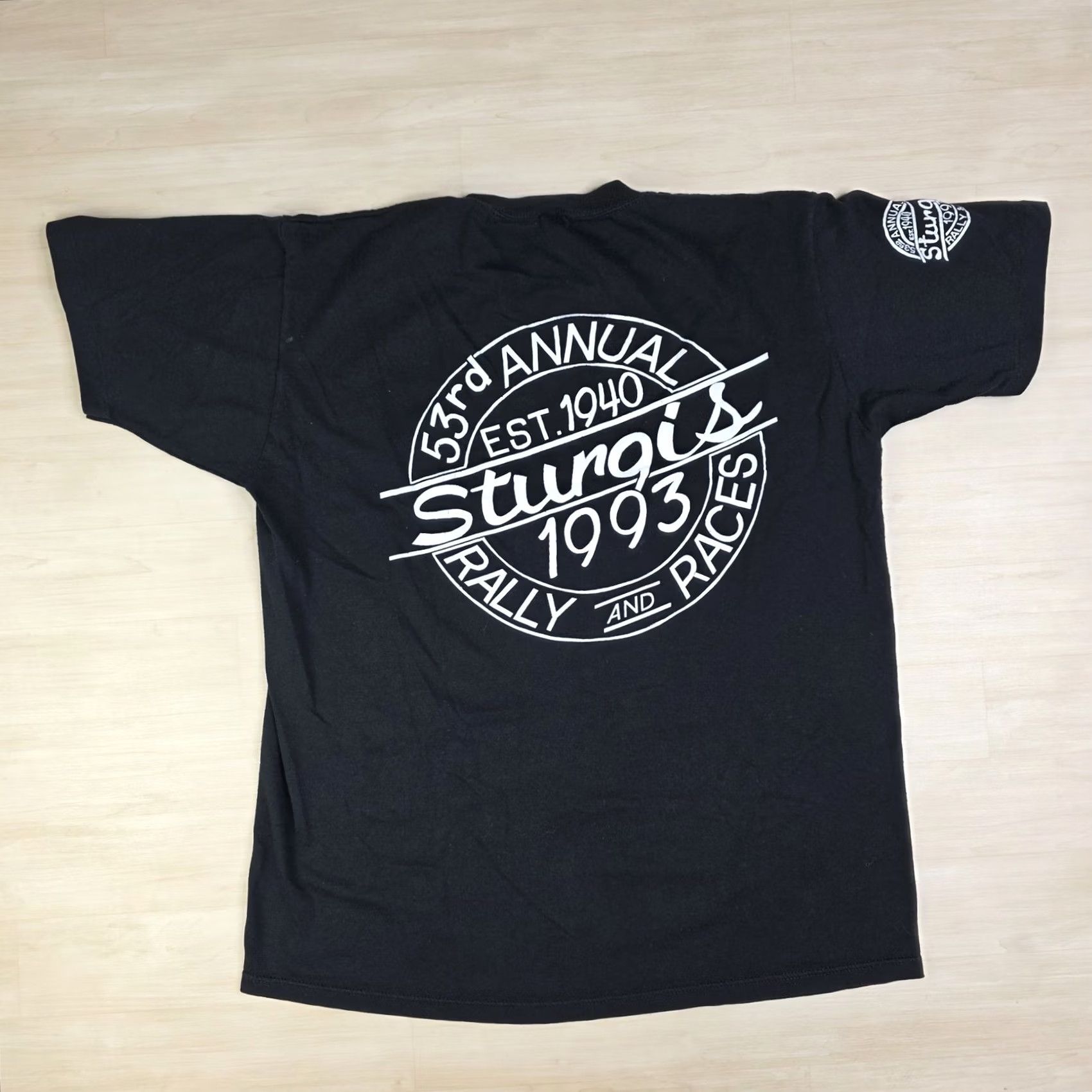 Jerzees VINTAGE Sturgis Black Hills Rally Shirt Mens Medium Motorcycle Wolf 1993 90s Size US M / EU 48-50 / 2 - 8 Thumbnail