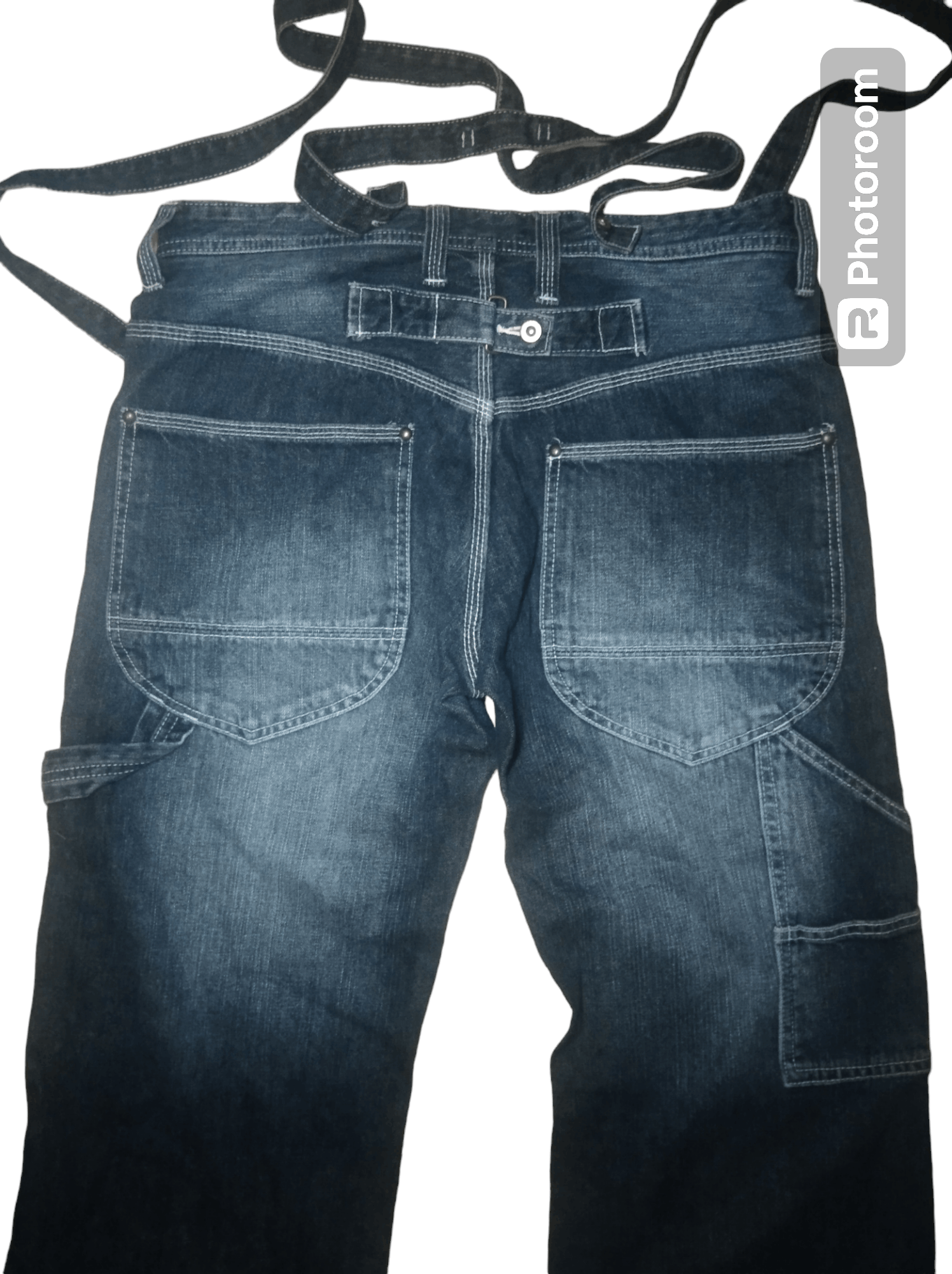 Japanese Brand × Vintage Ultimax Carpenter Buckle back Denim with Suspender (baggy) Size US 34 / EU 50 - 1 Thumbnail