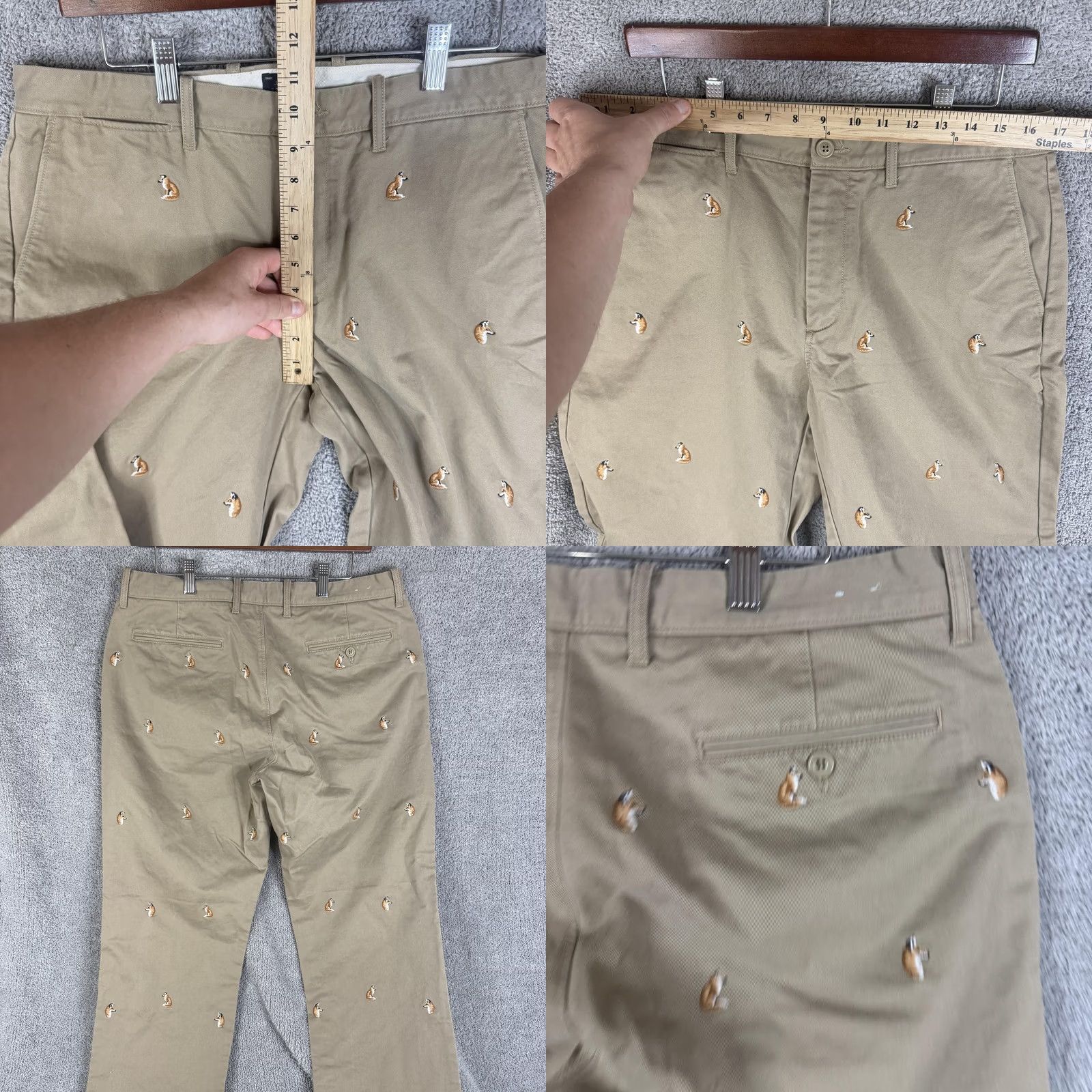 J.Crew J.Crew Broken In Pants Mens 33x34 Beige Chino Embroidered Fox Casual Canvas Size US 33 - 8 Thumbnail