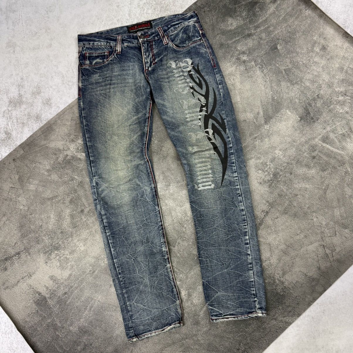 Japanese Brand Jack Serika punk artist riot light wash denim jeans Size US 34 / EU 50 - 3 Thumbnail