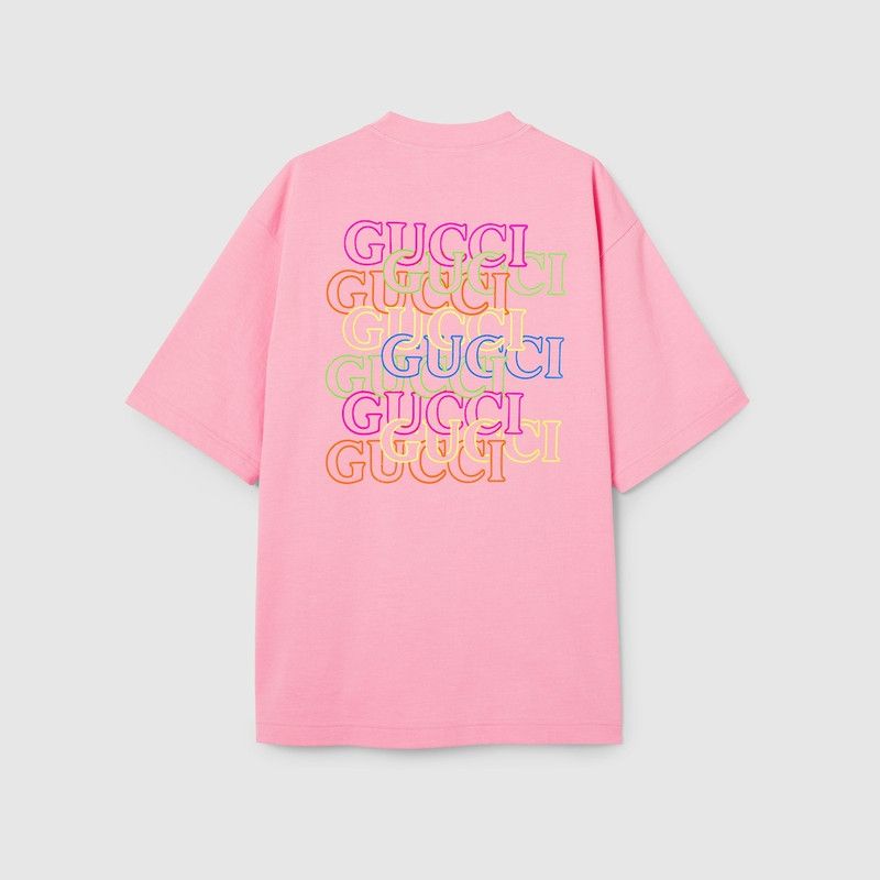 Gucci o1loc1c1225 784361 Printed Cotton Jersey T Shirt in Pink Size US L / EU 52-54 / 3 - 7 Thumbnail