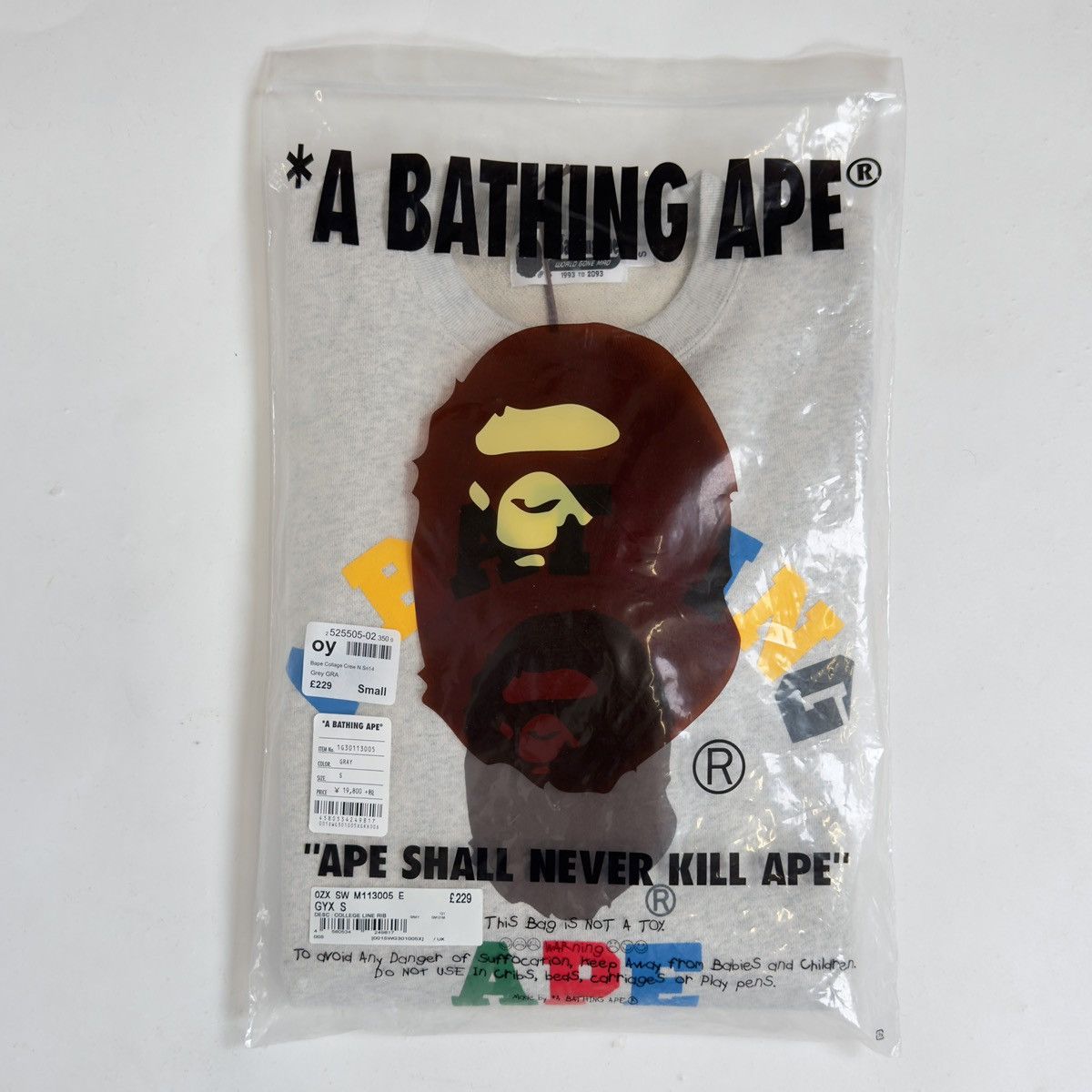 Bape Bape Multi Color Letters College Line Rib Crewneck Grey 2020 Size US S / EU 44-46 / 1 - 2 Thumbnail