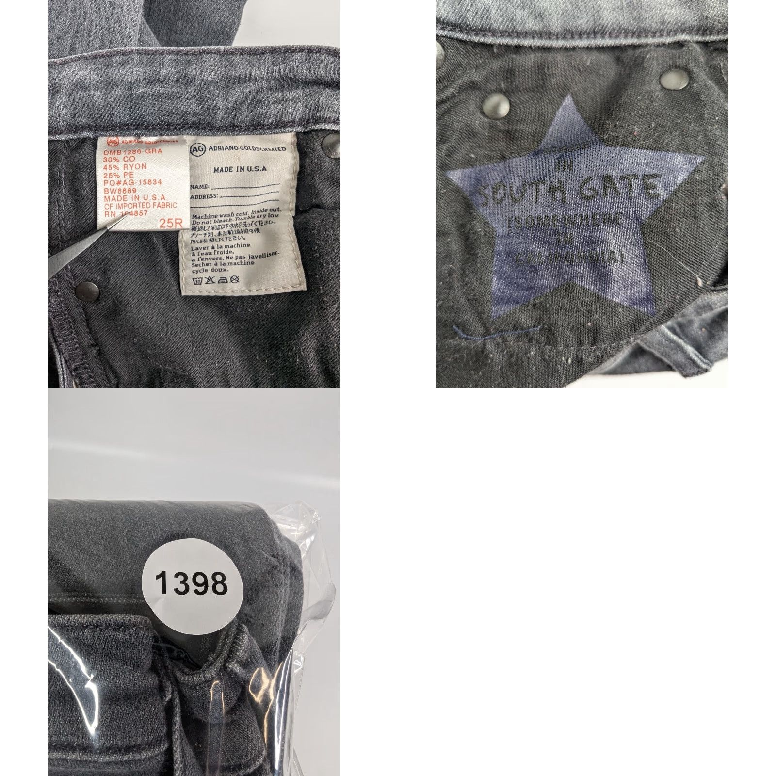 Vintage AG Adriano Goldschmied Jeans Womens Sz 25 The Stevie Slim Straight Low Rise Grey Size 42" / US 20 - 9 Thumbnail