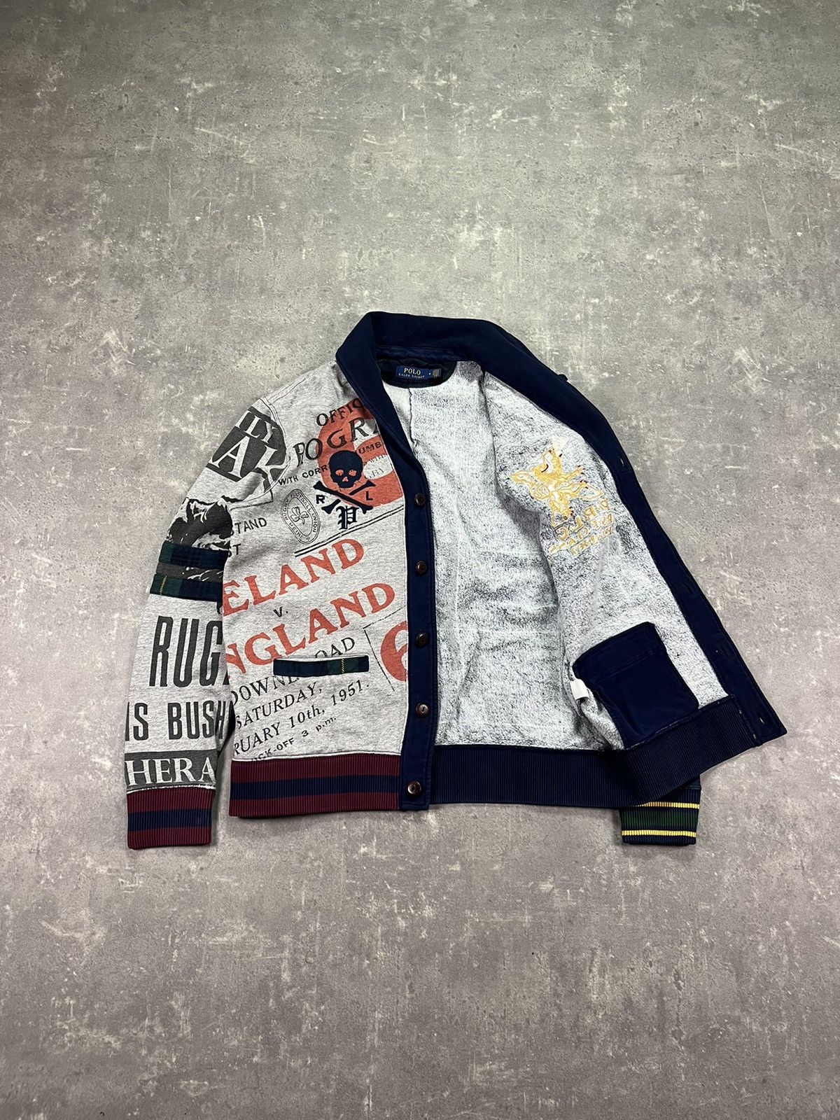 Polo Ralph Lauren PRLC Ralph Lauren Washed Rugby Cardigan Knit Skull Sweater M Size US M / EU 48-50 / 2 - 9 Thumbnail