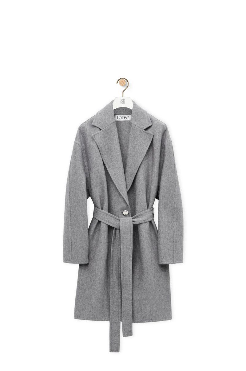 Loewe o1in1g0426 Pebble Coat in Wool and Cashmere in Light Grey Size M / US 6-8 / IT 42-44 - 1 Thumbnail