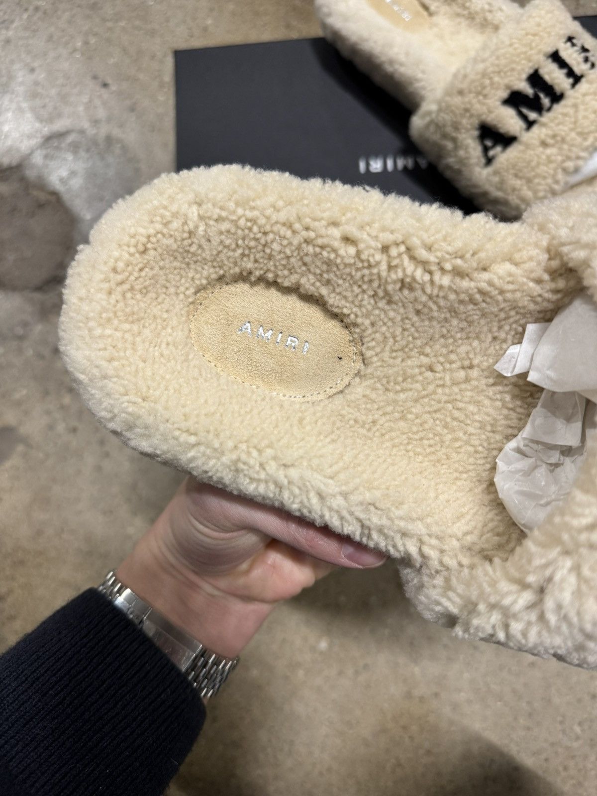 Amiri Amiri Logo Shearling Slides NEW 600$ Size US 7 / EU 40 - 3 Thumbnail