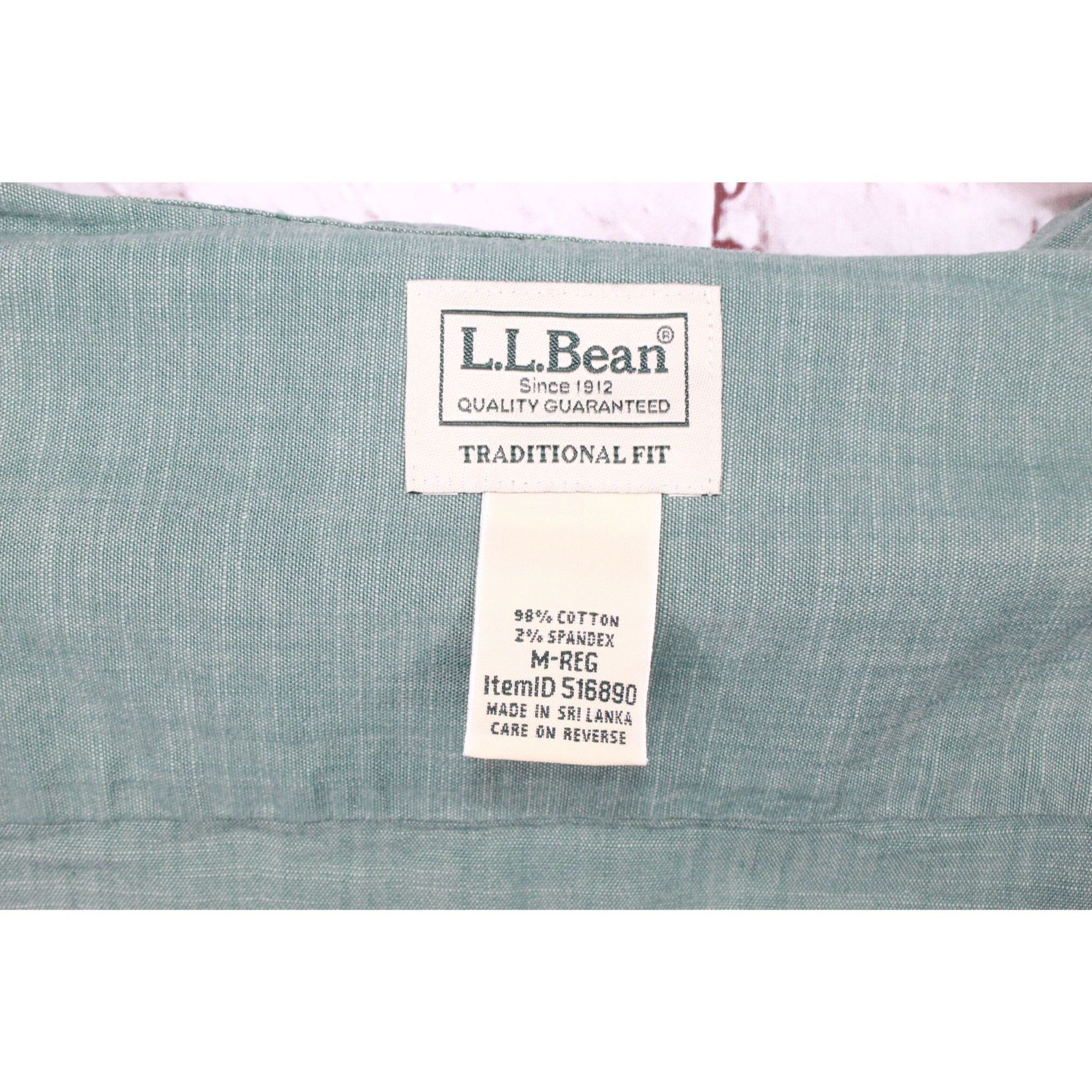 L.L. Bean LL Bean Heather Green Cotton Long Sleeve Button Up Shirt Size US M / EU 48-50 / 2 - 8 Thumbnail