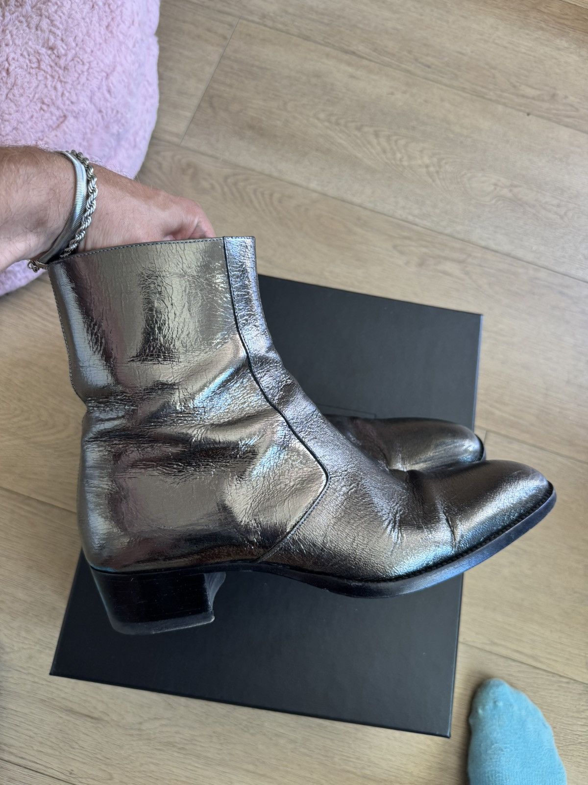 Saint Laurent Paris Wyatt 40 Zip Boots in Gun Metal | Grailed