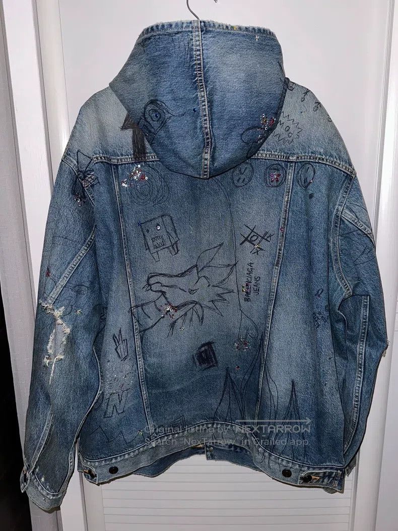 Balenciaga Balenciaga Crystal Hand Painted Graffiti Destroyed Hooded Size US S / EU 44-46 / 1 - 2 Thumbnail