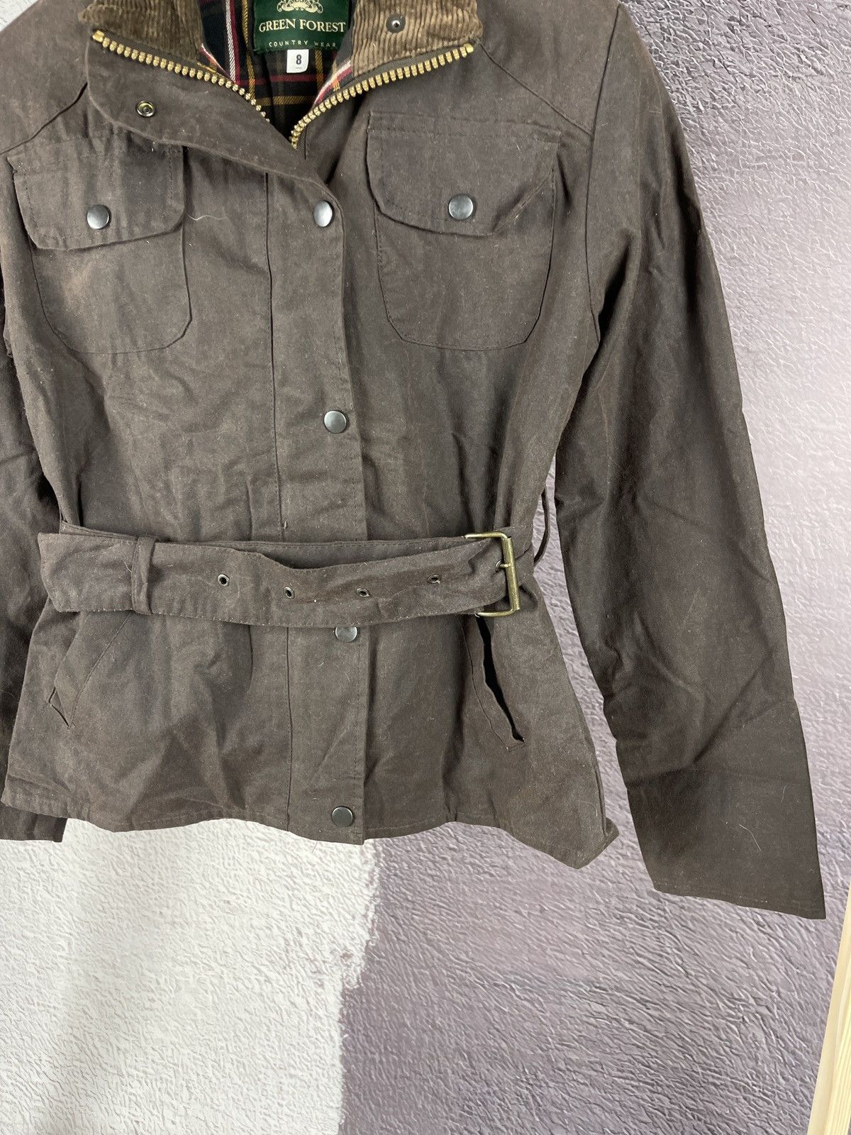 Vintage Green Forest Country wear made in England waxed belt jacket Size S / US 4 / IT 40 - 5 Thumbnail