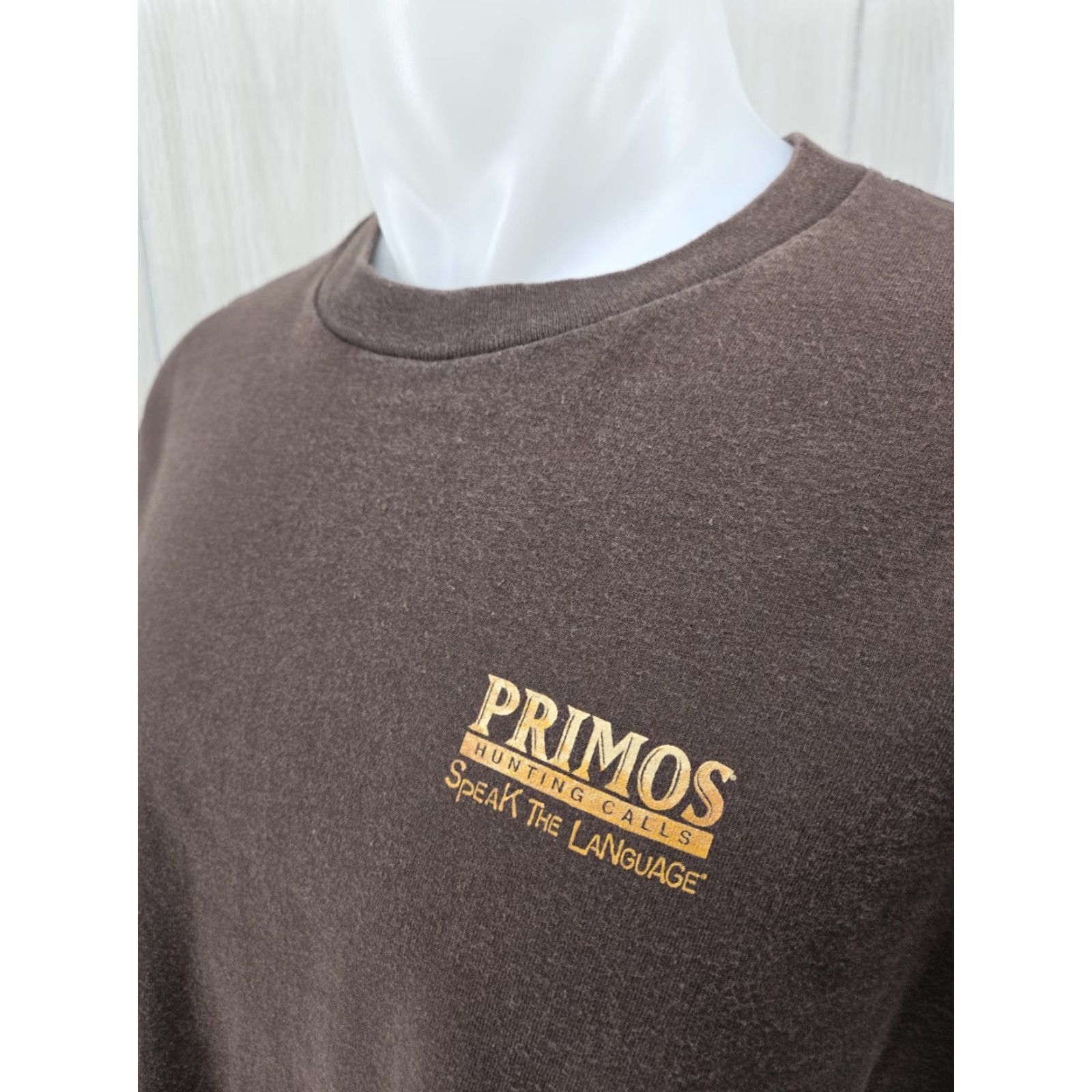 Vintage VINTAGE Primos Hunting Calls Brown T Shirt Predator XL Mens Short Sleeve Cotton Graphic Print Shirt XL Brown Predator 90s Size US XL / EU 56 / 4 - 6 Thumbnail