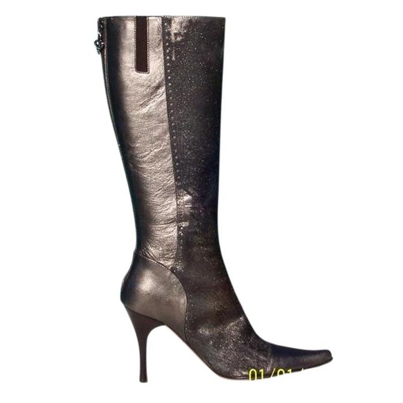 Donald Pliner Donald Pliner Pewter Leather Hair Calf Couture Boot $595 NWT Size US 6 / IT 36 - 2 Thumbnail