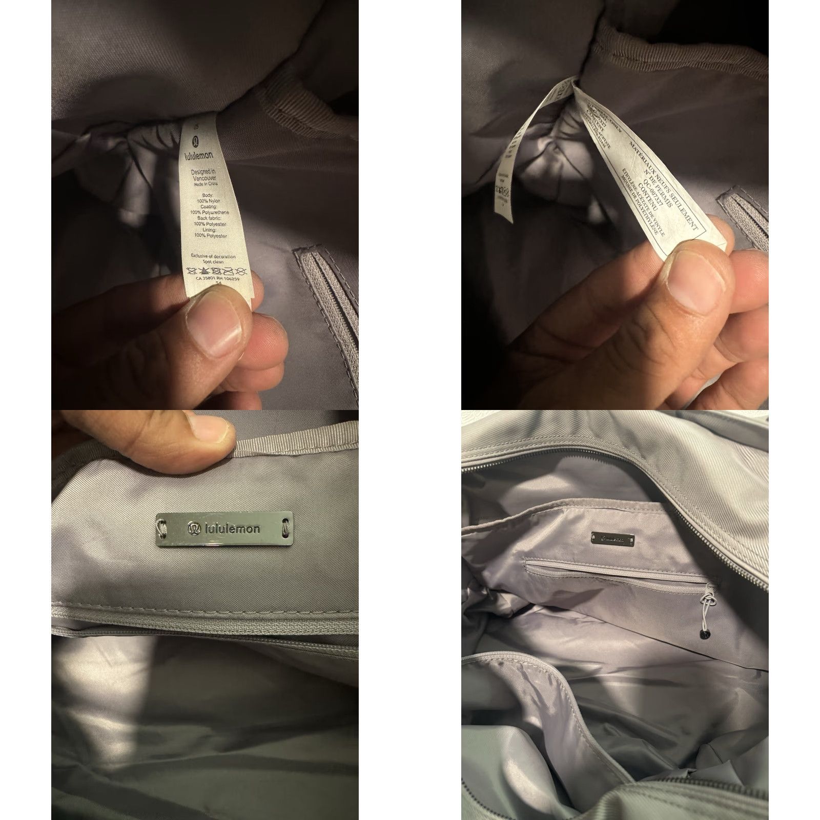 Lululemon LULULEMON Athletica Shoulder Bag Weekend Bag Duffle Large Unisex Adults Grey Cotton with Thermoplastic Size ONE SIZE - 10 Thumbnail