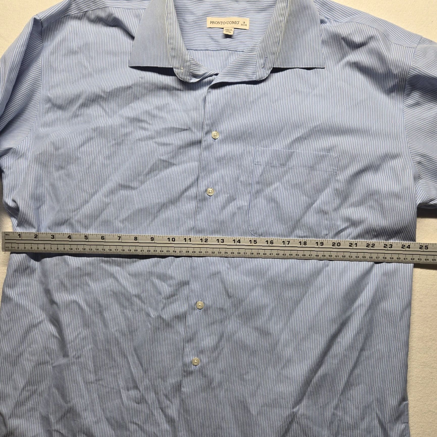 Pronto Uomo Pronto Uomo Shirt Mens 2XL Blue Button-Up Non-Iron Long Sleeve Pockets Cotton Regular Size US XXL / EU 58 / 5 - 4 Thumbnail