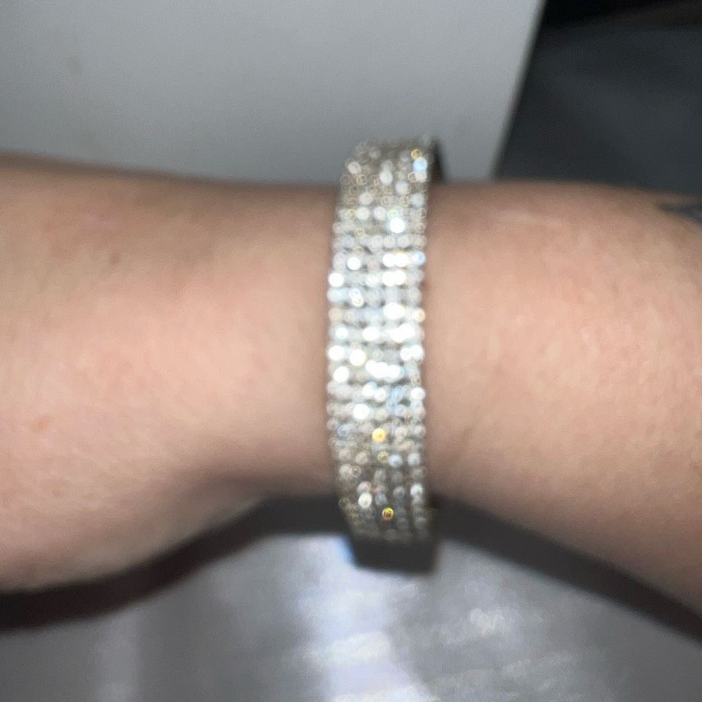 Vintage Vintage Silver and Rhinestone Thick Cuff Bracelet Size ONE SIZE - 2 Thumbnail