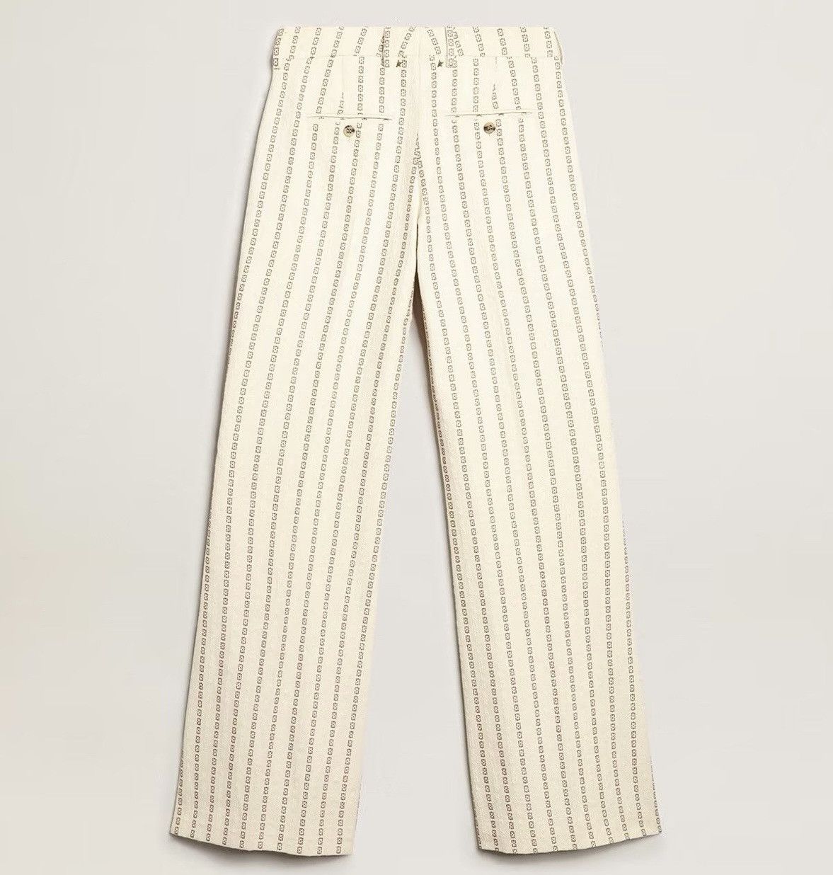 Golden Goose Golden Goose Cream Jacquard Flared Cotton Pants NWT Size 26" / US 2 / IT 38 - 3 Thumbnail