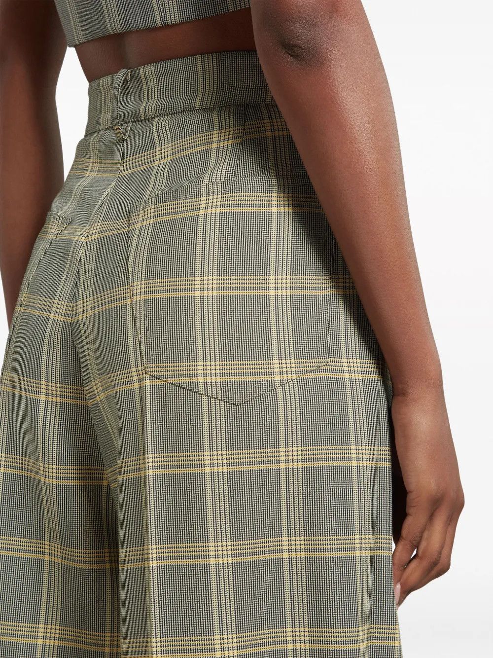 Marni o1w1db10125 Check Pattern Palazzo Pants in Black/Yellow Size 28" / US 6 / IT 42 - 5 Thumbnail