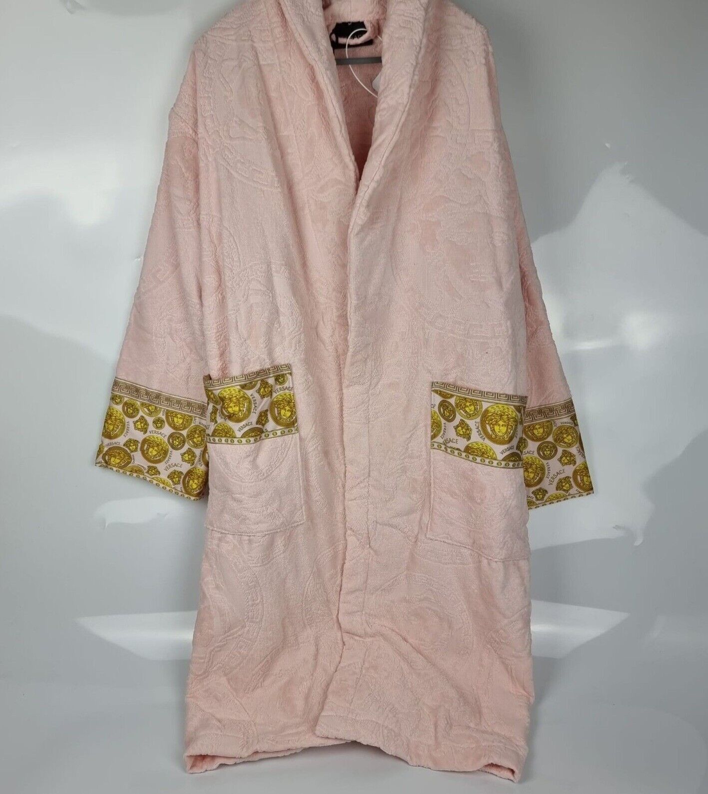 image of Versace Baroque Print Pink Long Bathrobe New Xl, Men's