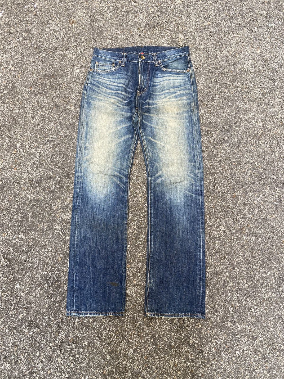 image of Jun Takahashi x Undercover Uniqlo S002 Mud Wash Rusty Denim Distressed Jeans, Men's (Size 32)