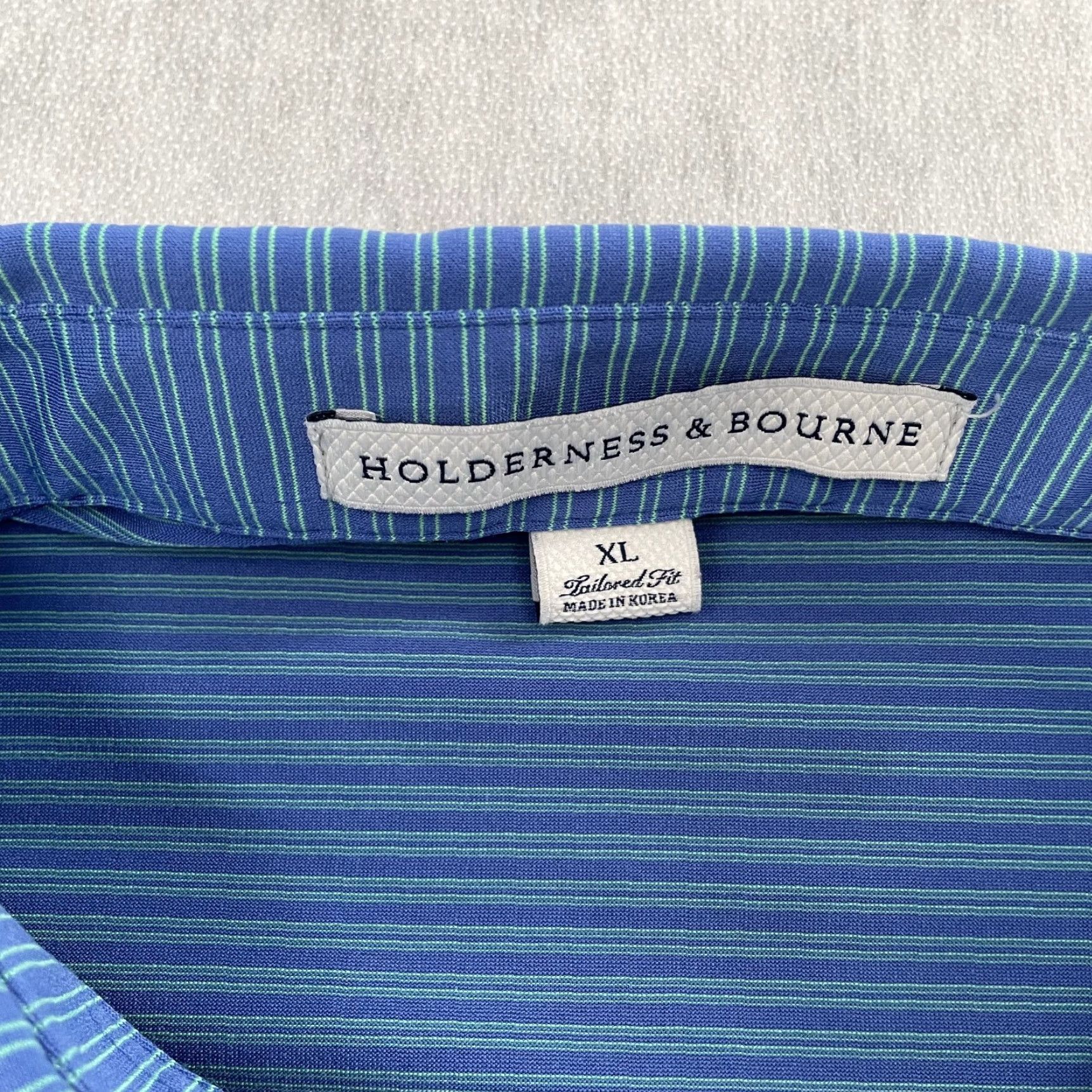 Vintage VINTAGE Holderness & Bourne Polo Shirt Adult XL Blue Stripe Golf Logo Men Size US XL / EU 56 / 4 - 5 Thumbnail