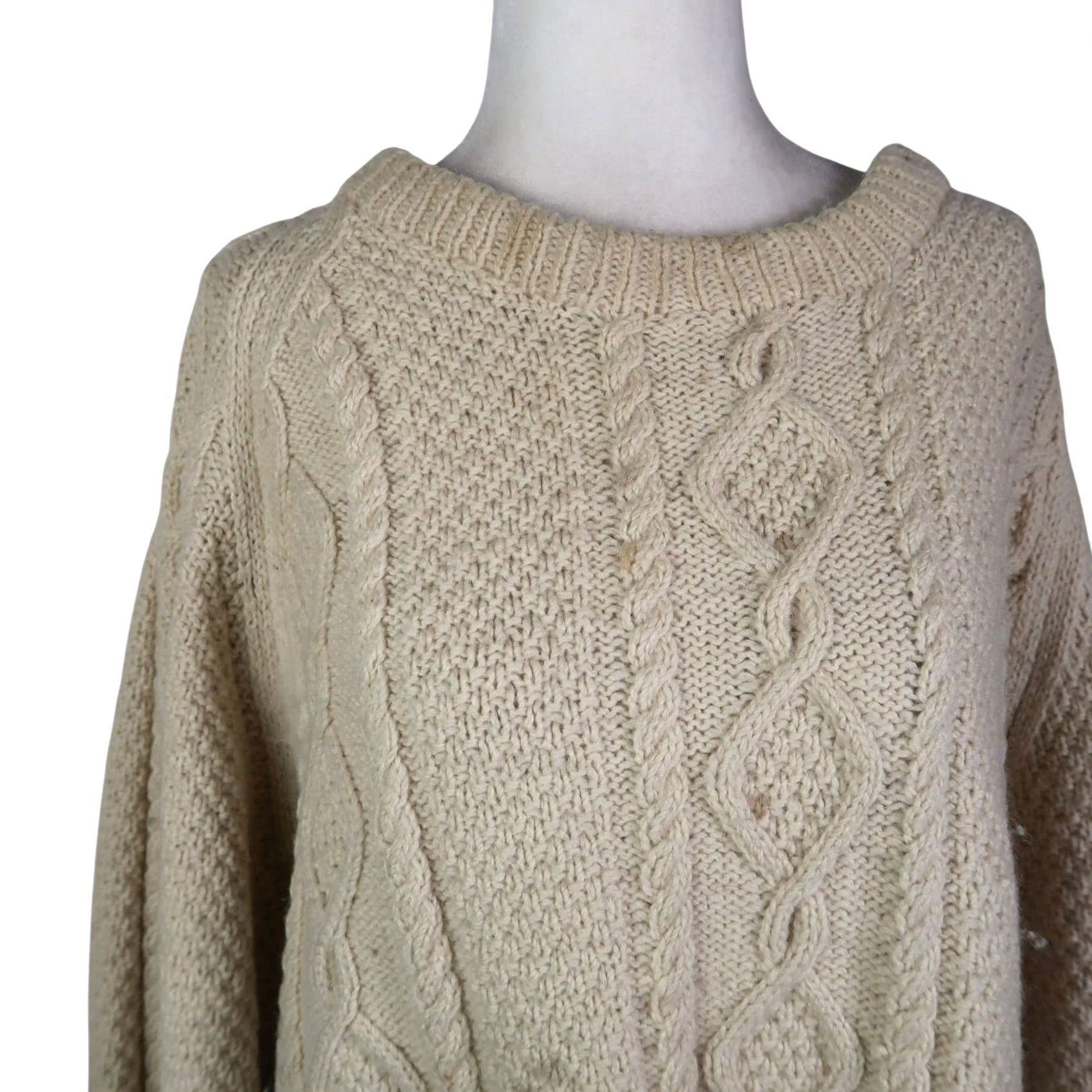 Vintage VINTAGE New Zealand Handknits Fisherman Sweater L Cream Wool Cable Knit Women Size L / US 10 / IT 46 - 2 Thumbnail