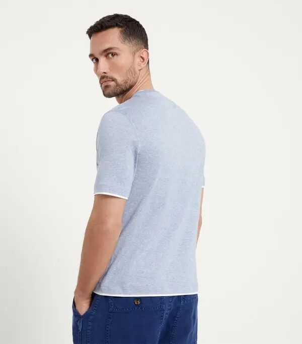 Brunello Cucinelli o1la1rc1a0425 T-Shirt in Blue Size US XL / EU 56 / 4 - 3 Thumbnail