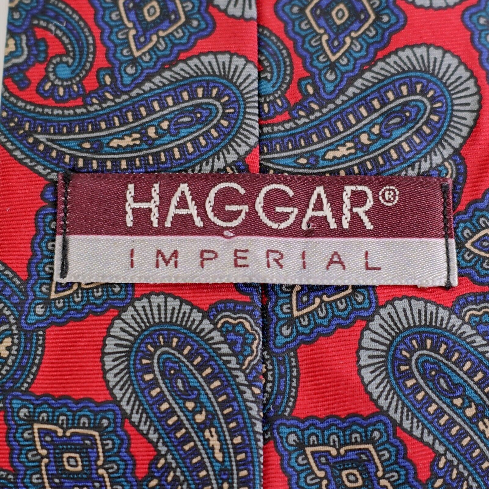 Haggar Haggar Imperial Red Green Paisley Print Short Silk Tie Made Size ONE SIZE - 3 Thumbnail