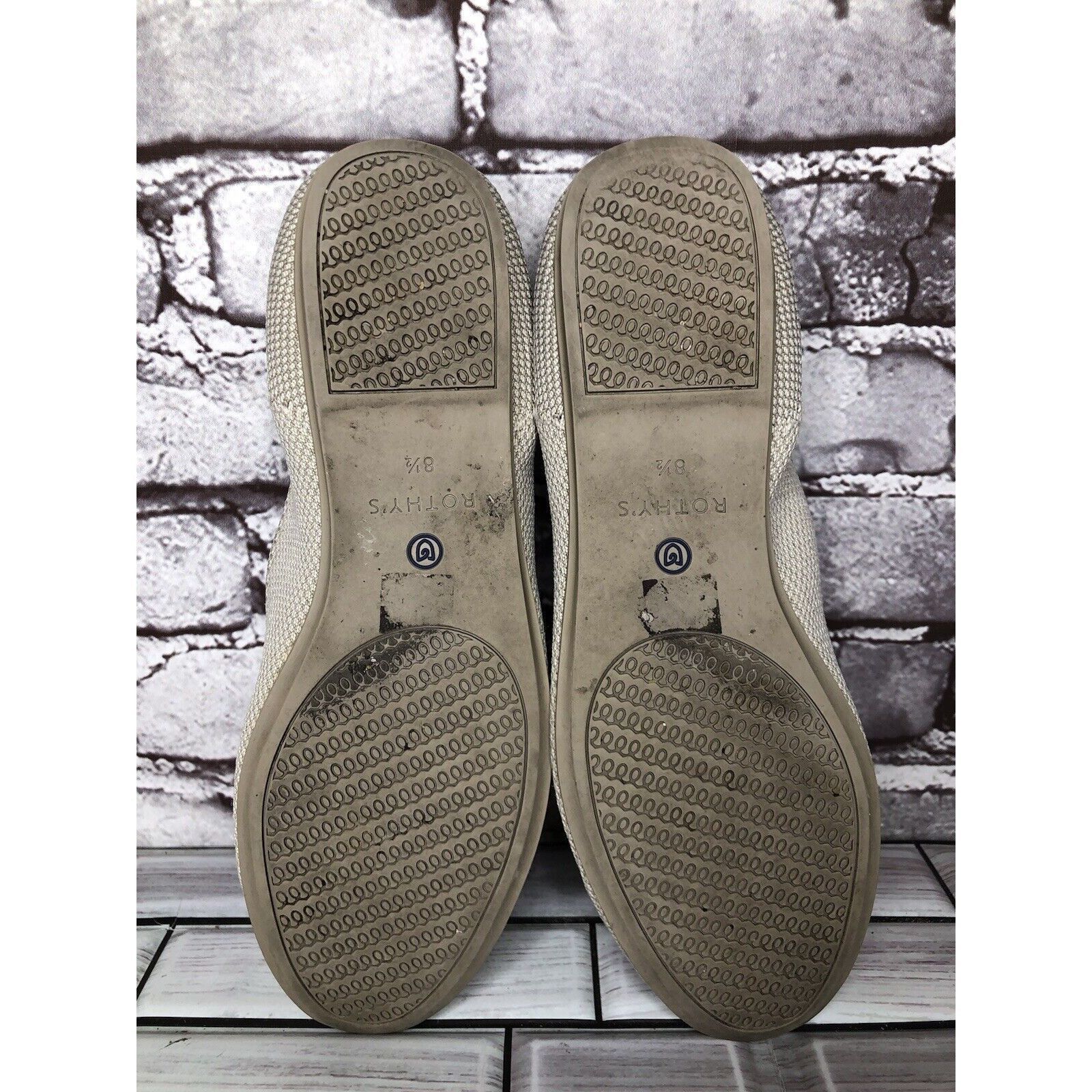Other Rothys Cream Gray Knit Casual Slip On Round Toe Ballet Flats Size US 8.5 / IT 38.5 - 9 Thumbnail