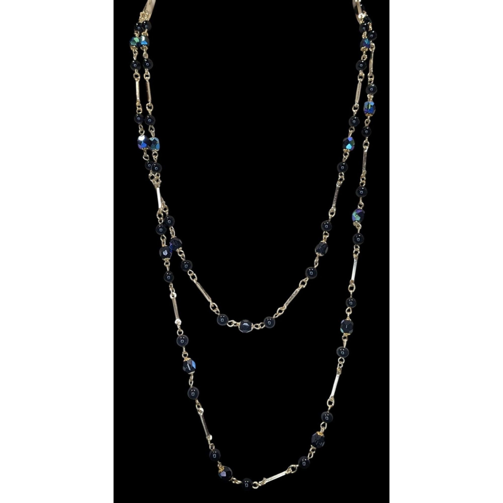 Other Glam Goth Black & Silver-Tone Beaded Necklace With Iridescen Size ONE SIZE - 6 Thumbnail